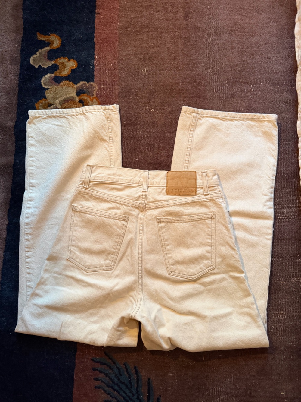 B SIDES Barrel Leg White Ecru Jeans 26